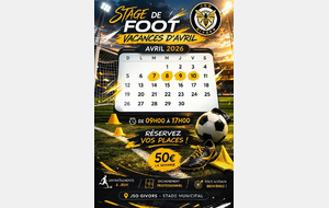 STAGE DE FOOT VACANCES DU 07 AU 10 Avril 