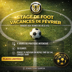 STAGE DE FOOT VACANCES D'HIVER DU 09 AU 13 