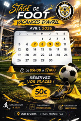 STAGE DE FOOT VACANCES DU 07 AU 10 Avril 